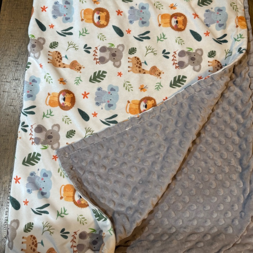 Toddler Baby Blanket with Gray and Multicolor Animal Print Soft And Warm - Picture 6 of 10